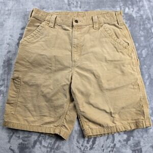 Carhartt Shorts Mens 33 Brown Tan Cotton Canvas Utility Carpenter Workwear B147